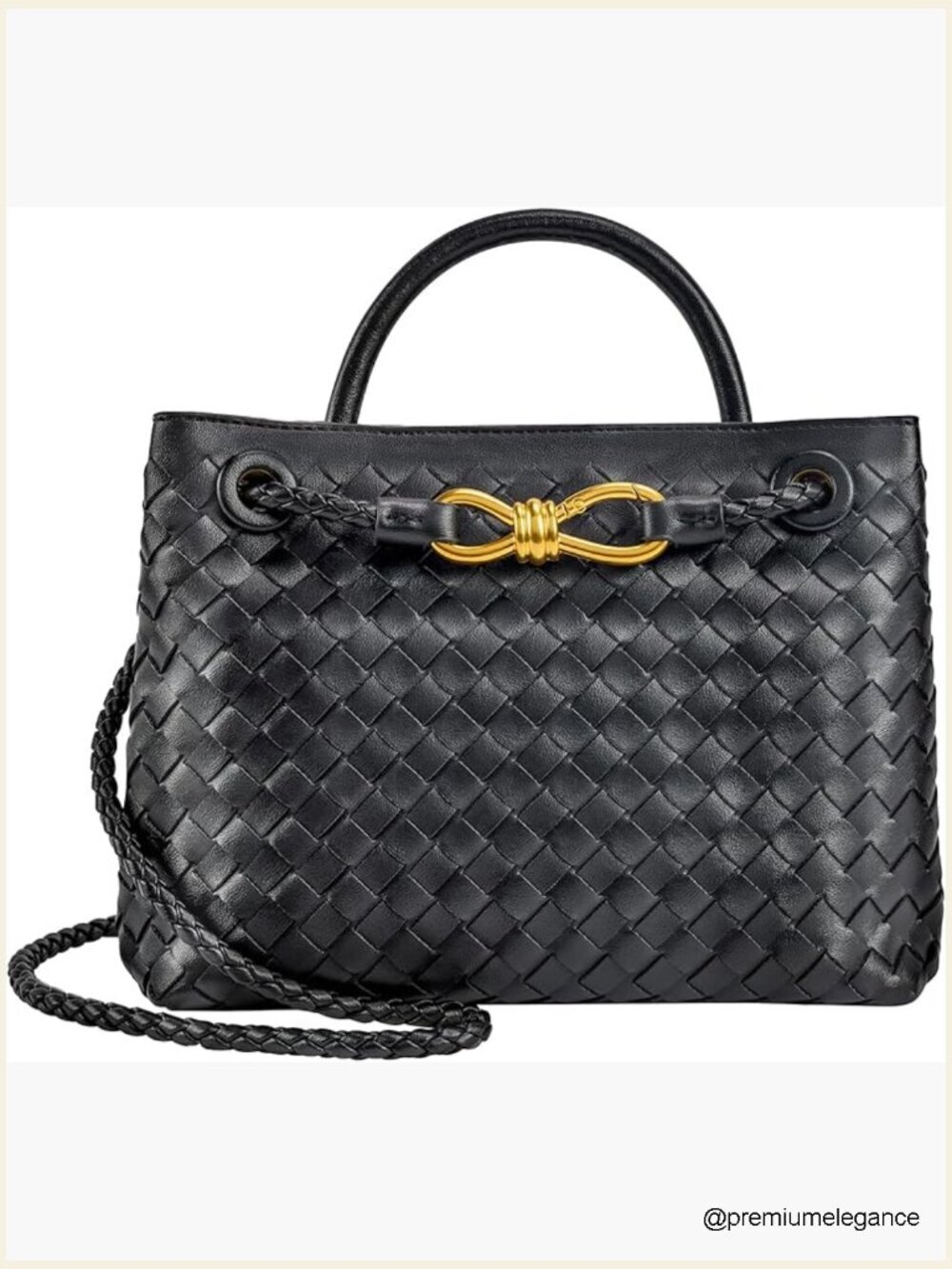 Woven Leather Tote Bag Top Handle Shoulder Crossbody Handbag Purses